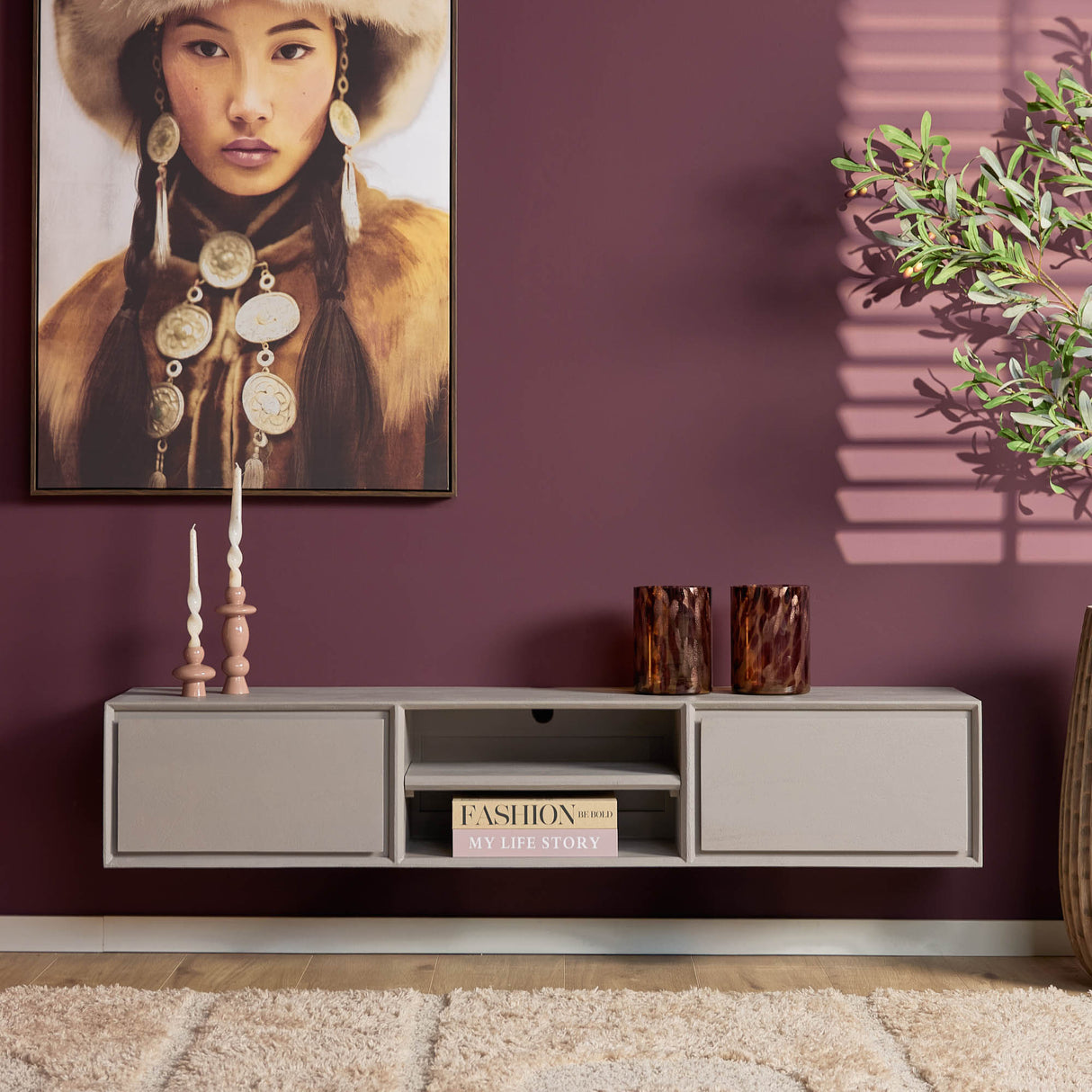 Zwevend tv meubel Ambiance Taupe | 160 cm