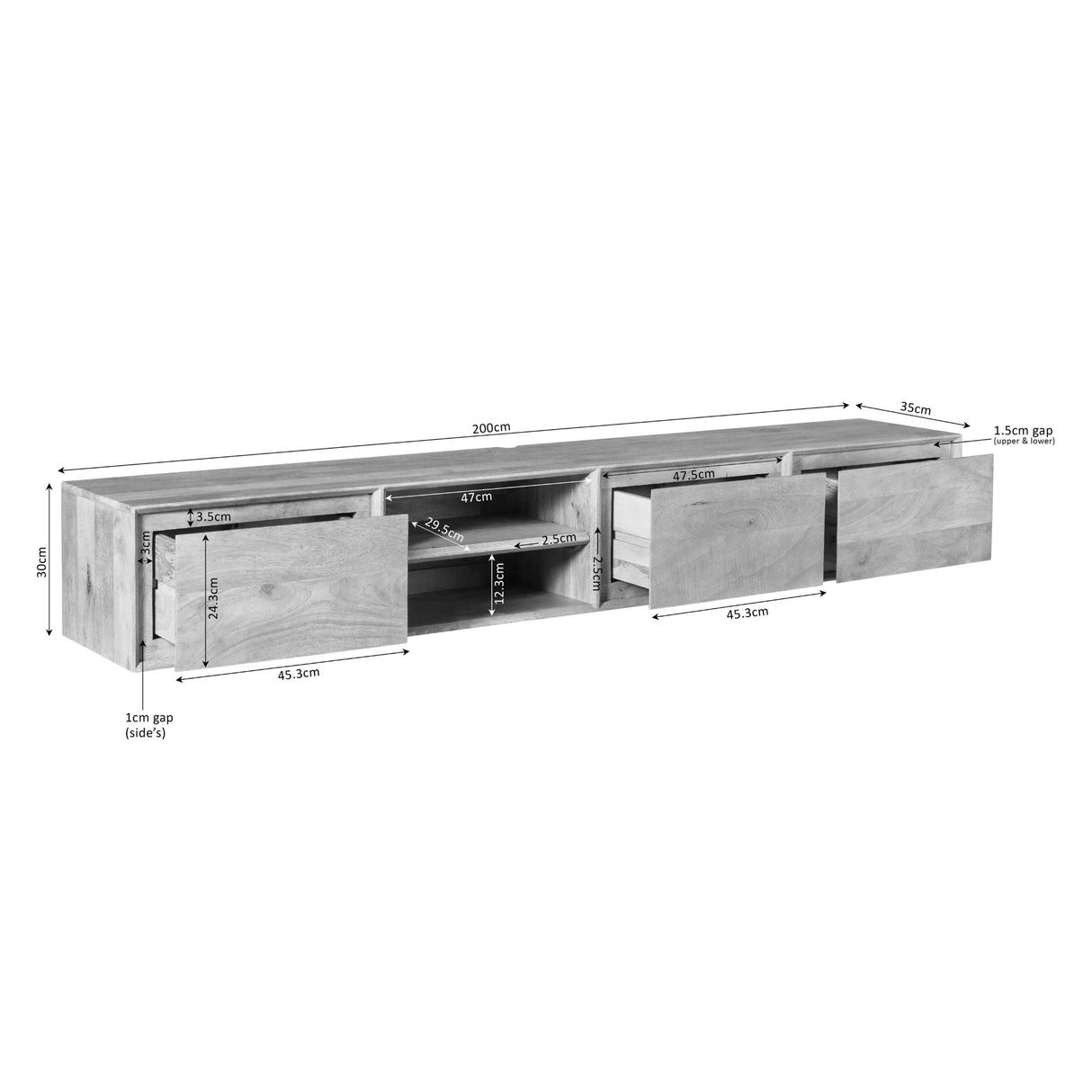 Zwevend tv meubel Ambiance Taupe | 200 cm