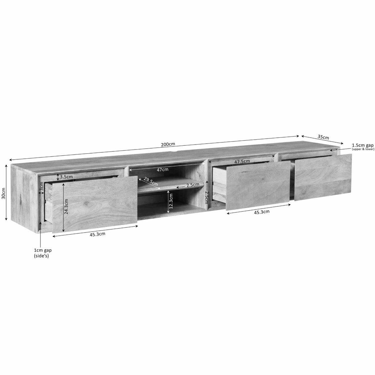 Zwevend tv meubel Ambiance Taupe | 200 cm