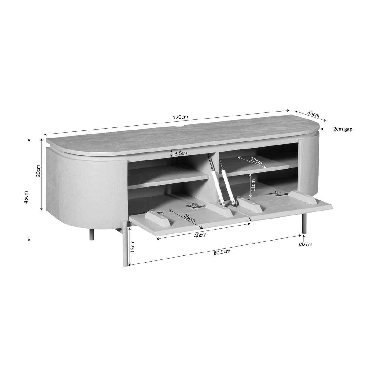 Tv meubel Excellent Taupe | 120 cm