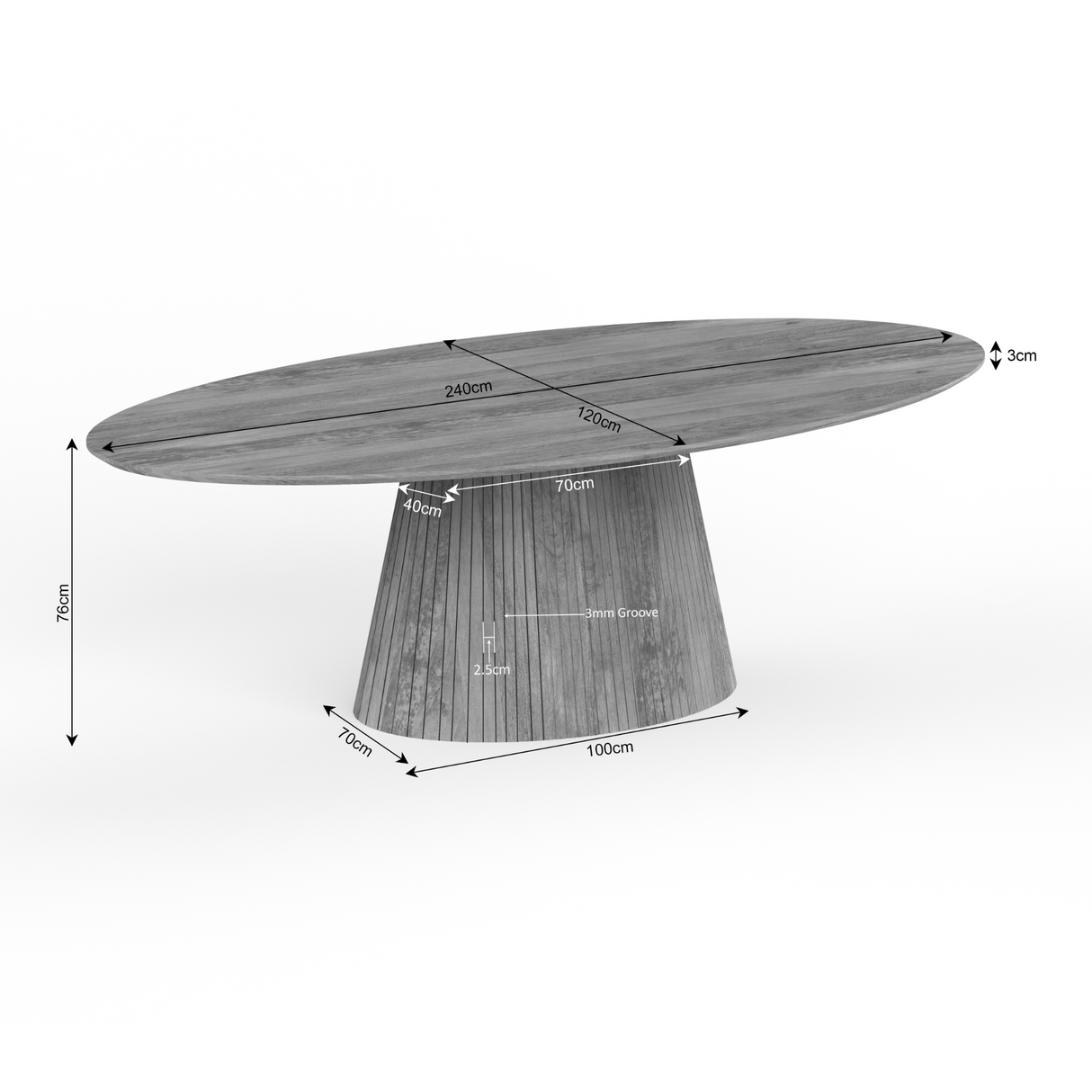 Eettafel Solana | 240 cm | Naturel | Ovaal
