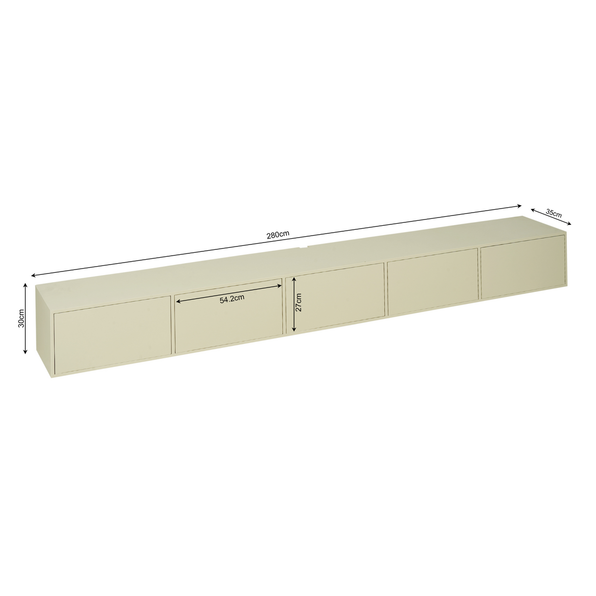 Zwevend tv meubel Vision Sand | 280 cm