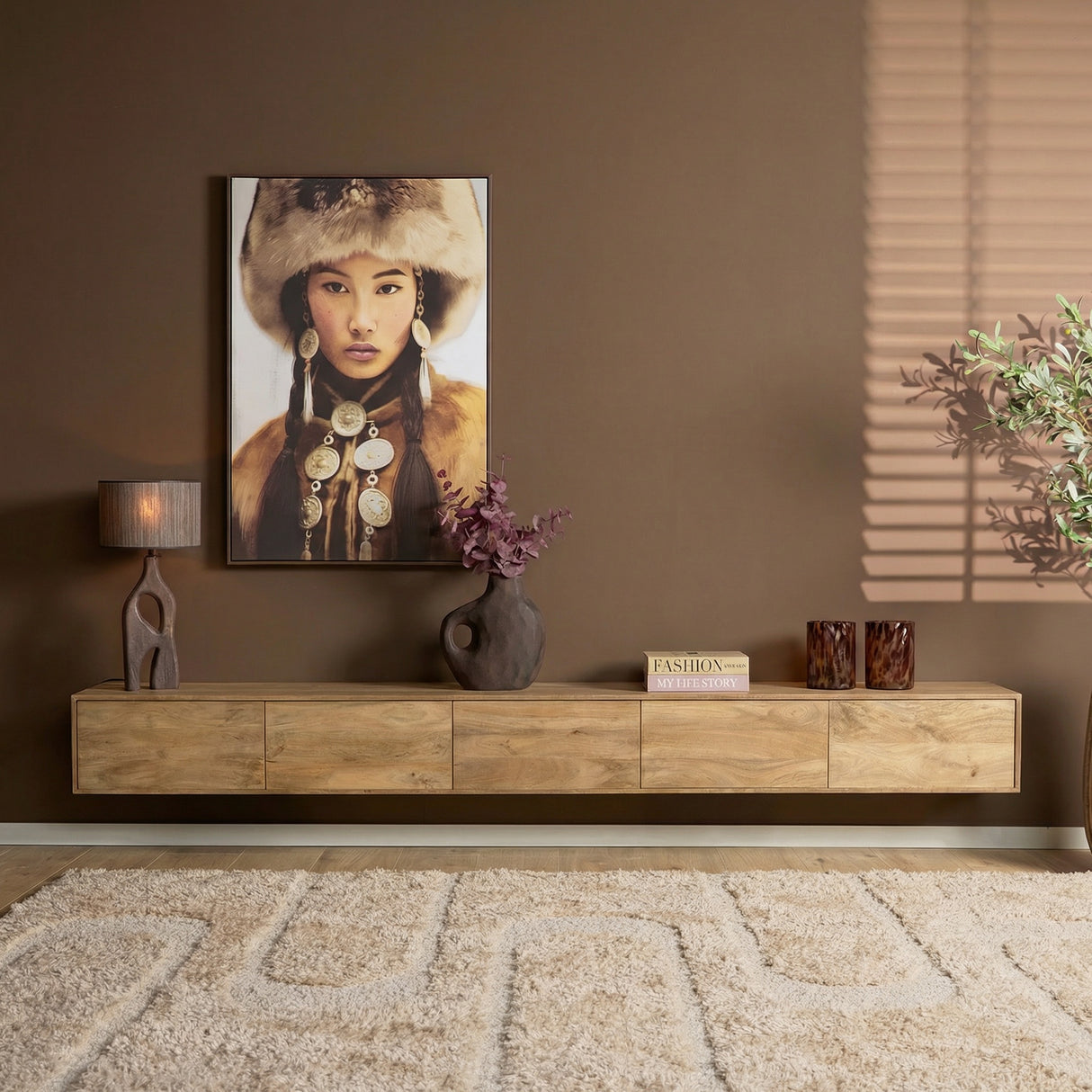 Zwevend tv meubel Vision Licht mango | 280 cm