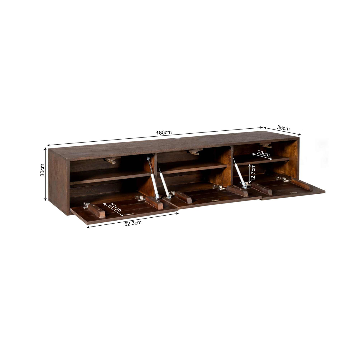 Zwevend tv meubel Vision Brown | 160 cm