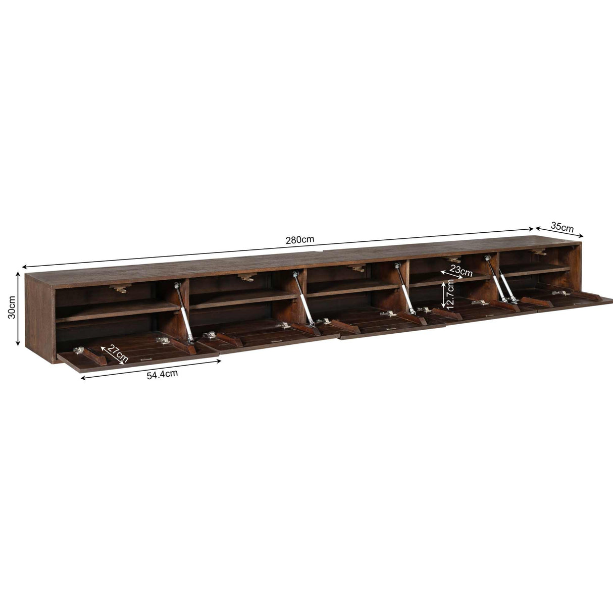 Zwevend tv meubel Vision Brown | 280 cm