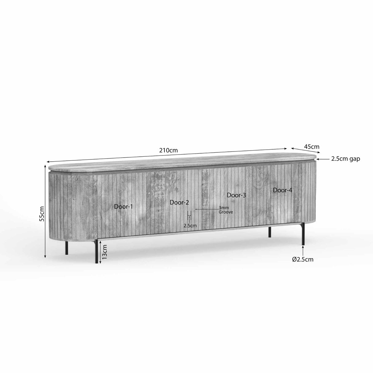 Tv meubel Solana | 210 cm |Taupe