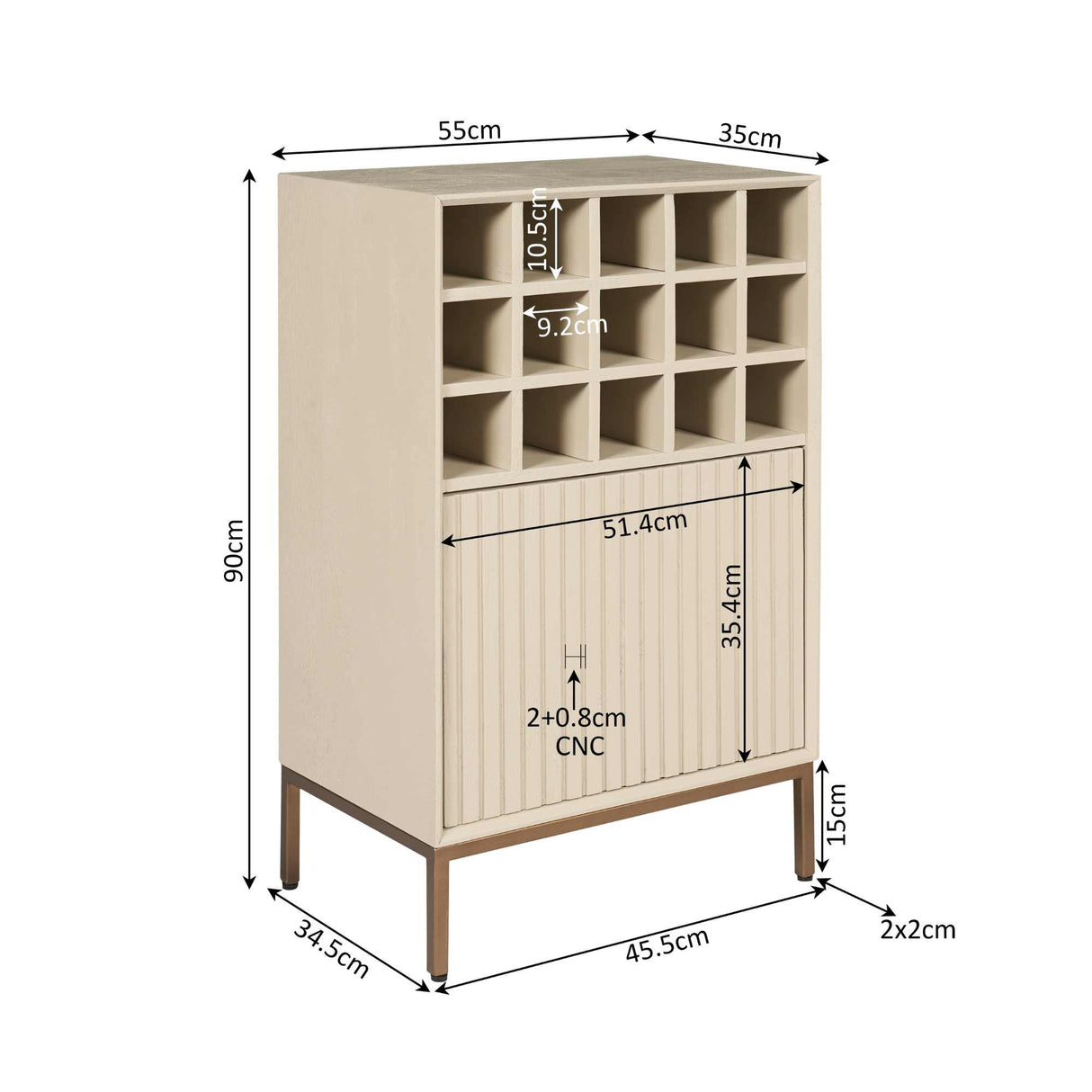 Wijnkast Madison Sand | 55 cm