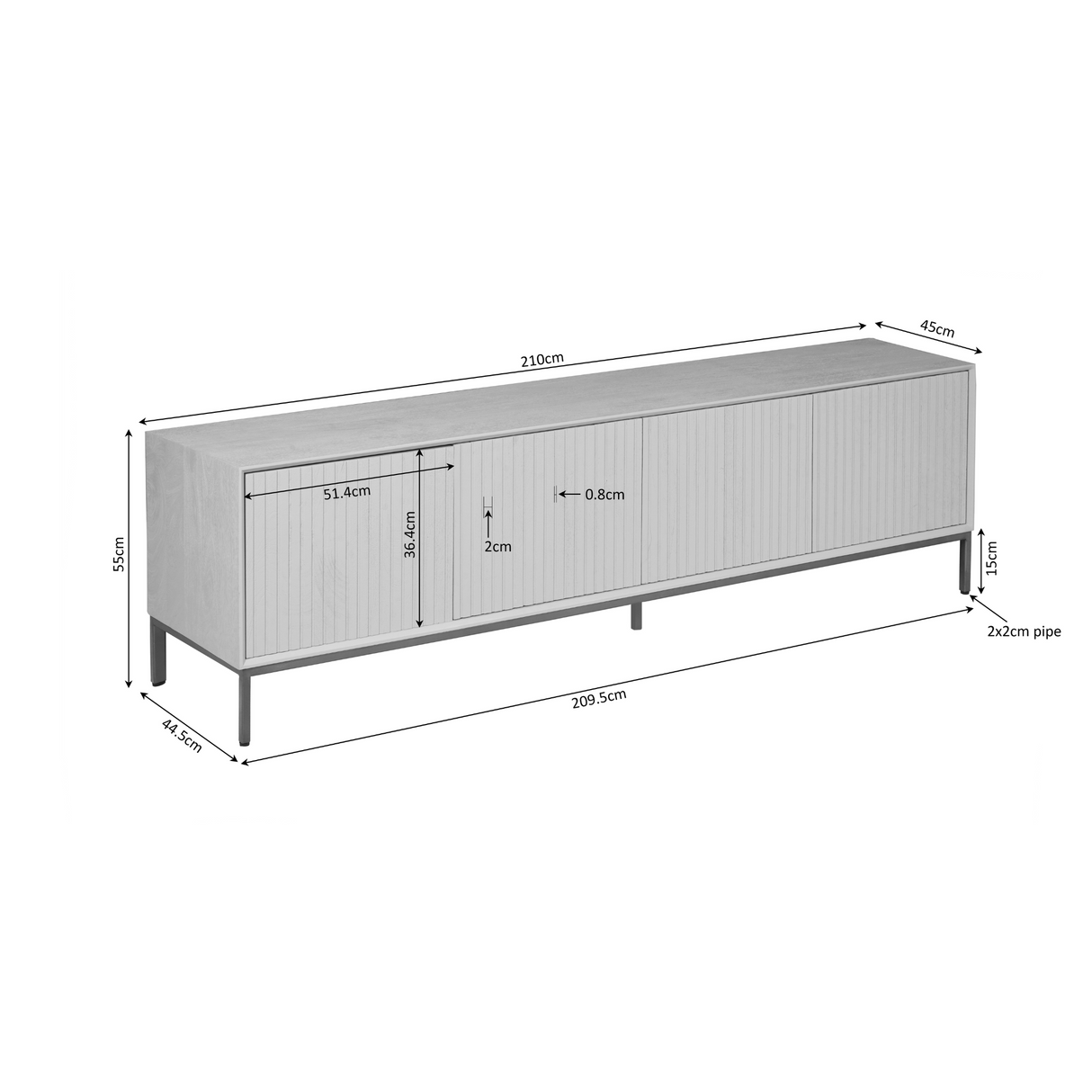 Tv meubel Madison Natural | 210 cm