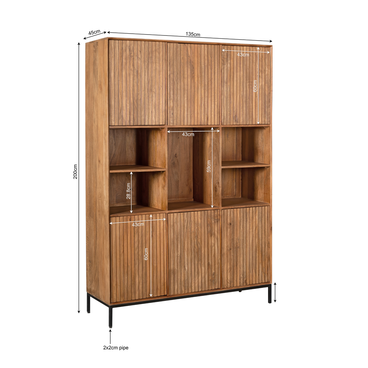 Vakkenkast Madison XL Natural | 135 cm