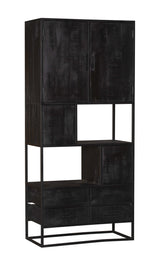 Vakkenkast Denver Black | Mangohout en staal | 90 cm