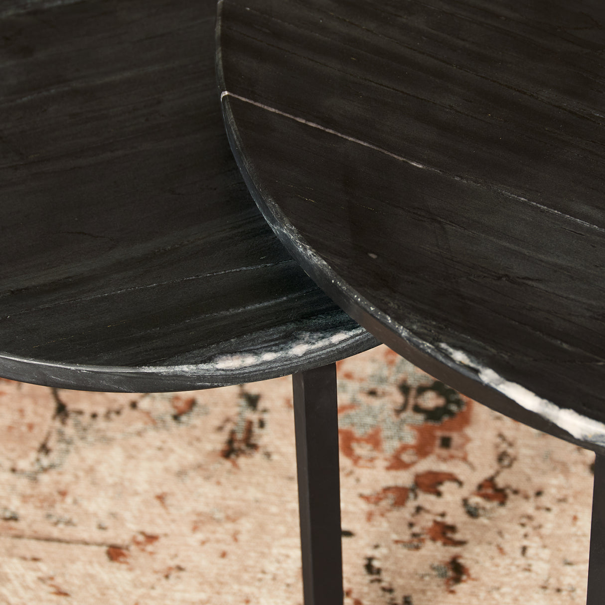 Salontafel Nova | Set van 2 | Rond | Zwart marmer