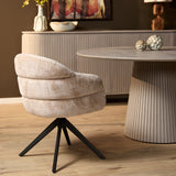 Eetkamerstoel Bella | Beige | Poot Black | Met armleuning