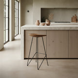 Loft teakhouten barkruk naturel - 41x42x77 cm