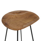 Loft teakhouten barkruk naturel - 41x42x77 cm