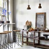 Loft teakhouten barkruk naturel - 41x42x77 cm