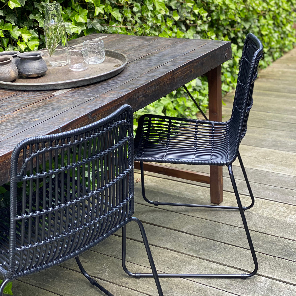 Jane zwarte tuinstoel (set of 2)