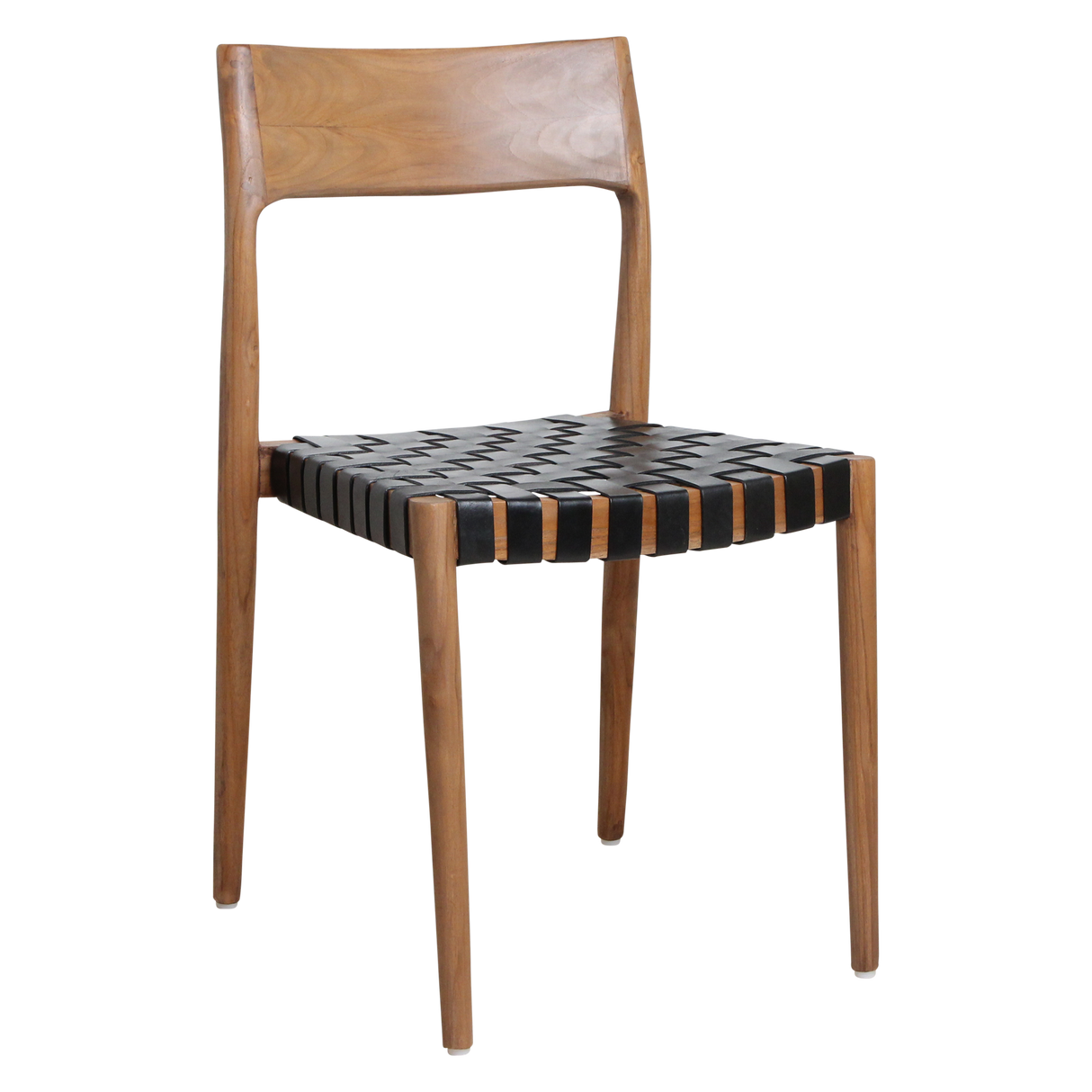 Freya teak eetkamerstoel met leer - Zwart (set of 2)