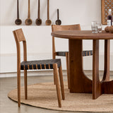 Freya teak eetkamerstoel met leer - Zwart (set of 2)