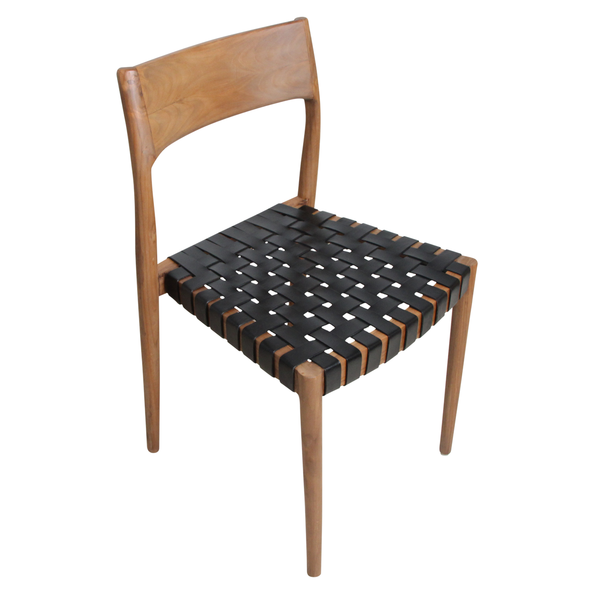 Freya teak eetkamerstoel met leer - Zwart (set of 2)