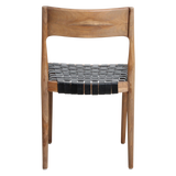 Freya teak eetkamerstoel met leer - Zwart (set of 2)