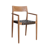Freya teak eetkamerstoel met armleuning - Zwart (set of 2)