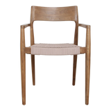 Freya donker teakhouten tuinstoel met armleuning - Naturel (set of 2)