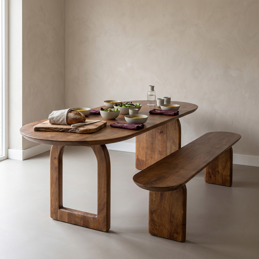 Bullnose dining table - brown - 200 - mix base