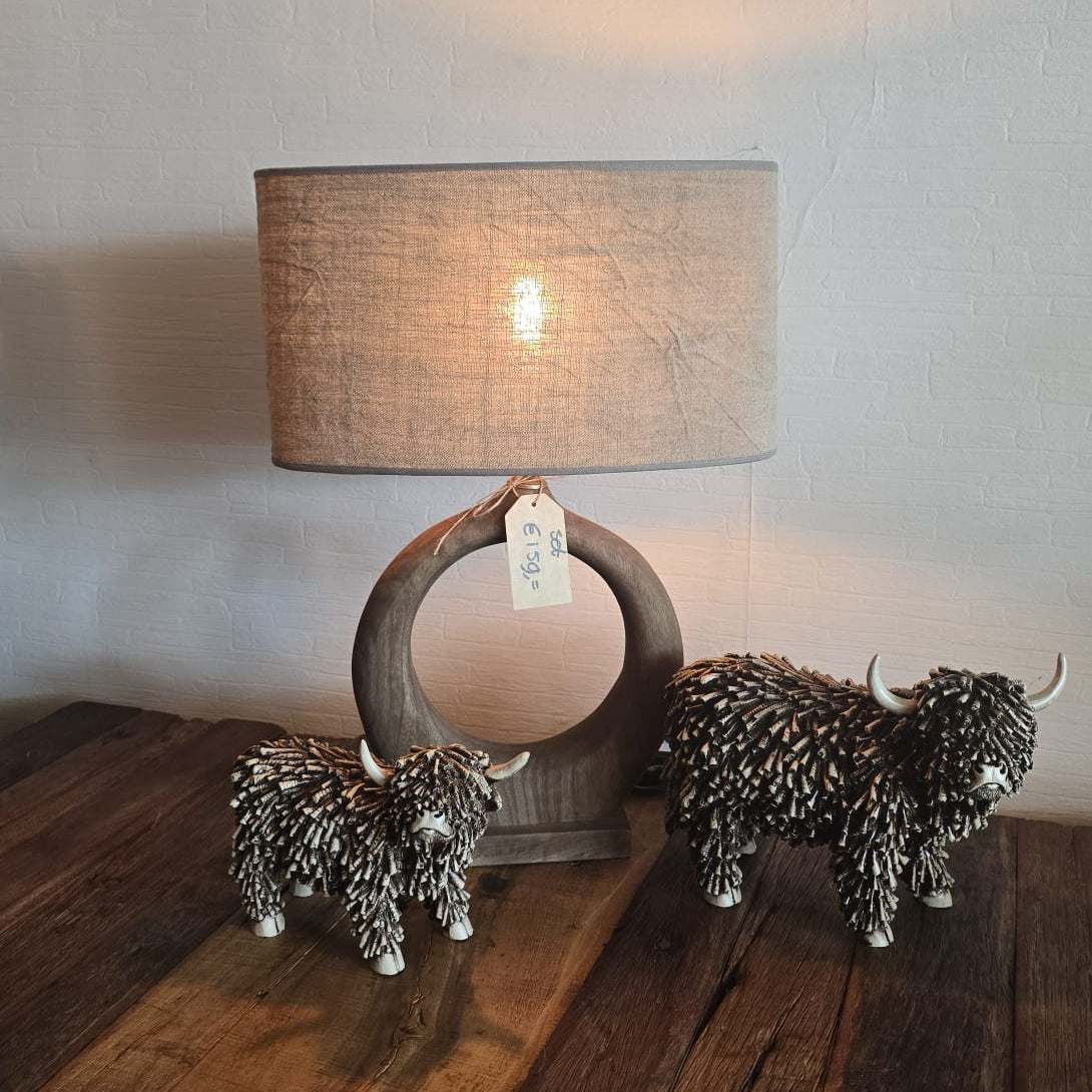 Tafellamp Woods Mangohout maat L van Goods, set compleet met kap kreukel
