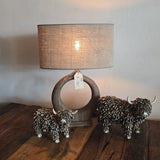 Tafellamp Woods Mangohout maat L van Goods, set compleet met kap kreukel