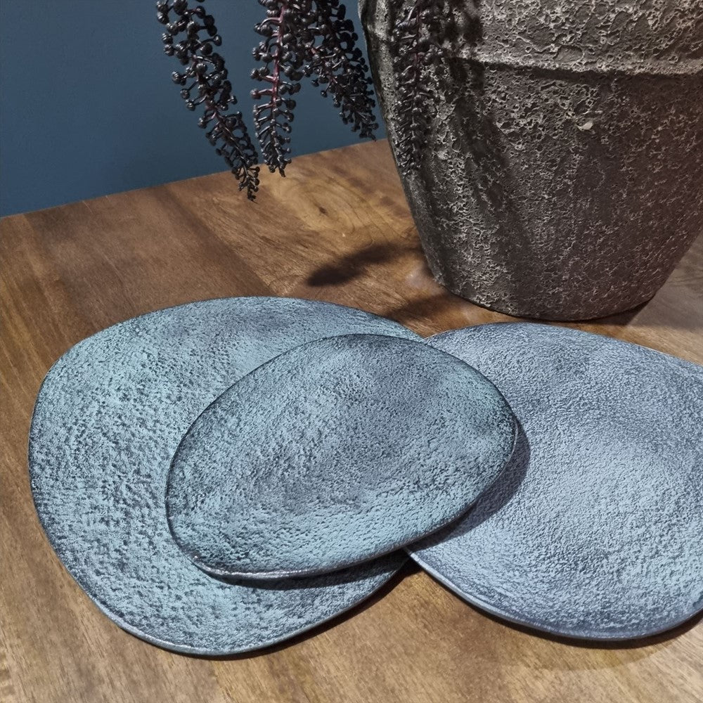 Bord Decoratief Blauw Patina Klein (set of 4)