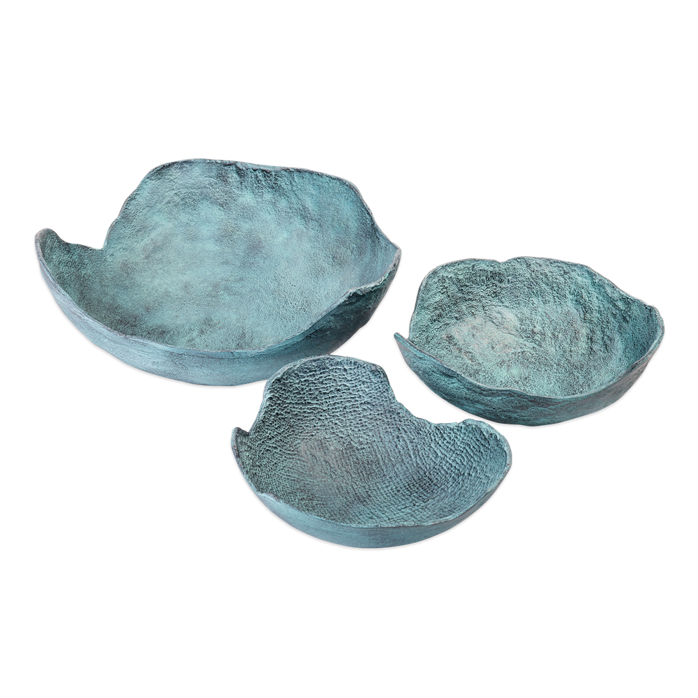 Schaal Decoratief Blauw Patina Groot (set of 4)