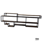 Wandrek Rechthoek Metaal Iron Black Powdercoated, Wood Natural finish